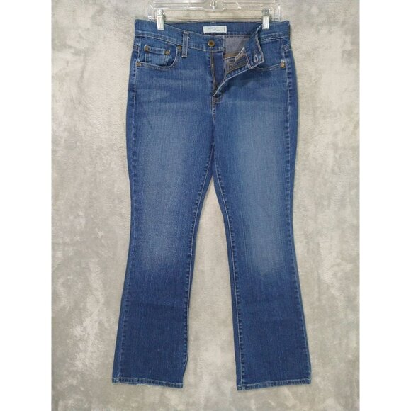 Levis 515 Jeans Women 8 Blue Denim Boot Cut Stretch Mid Rise Dark Wash Western - Picture 1 of 9